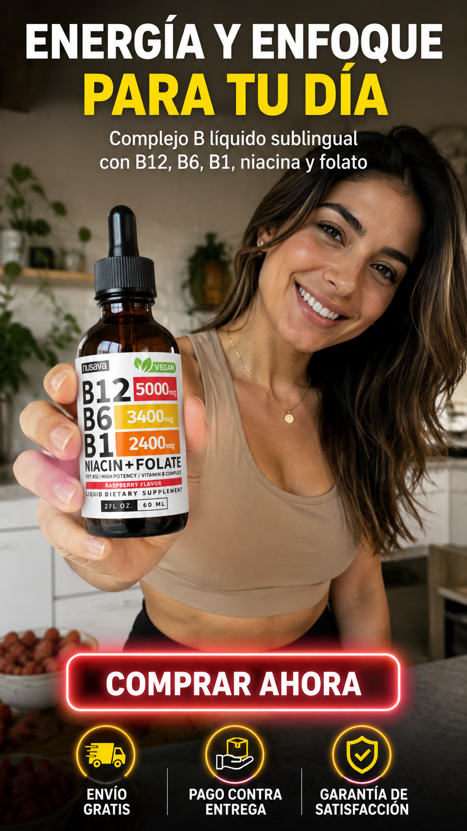 NUSAVA B12 B6 B1 NIACIN + FOLATE- complejo B liquido x 2 Unidades