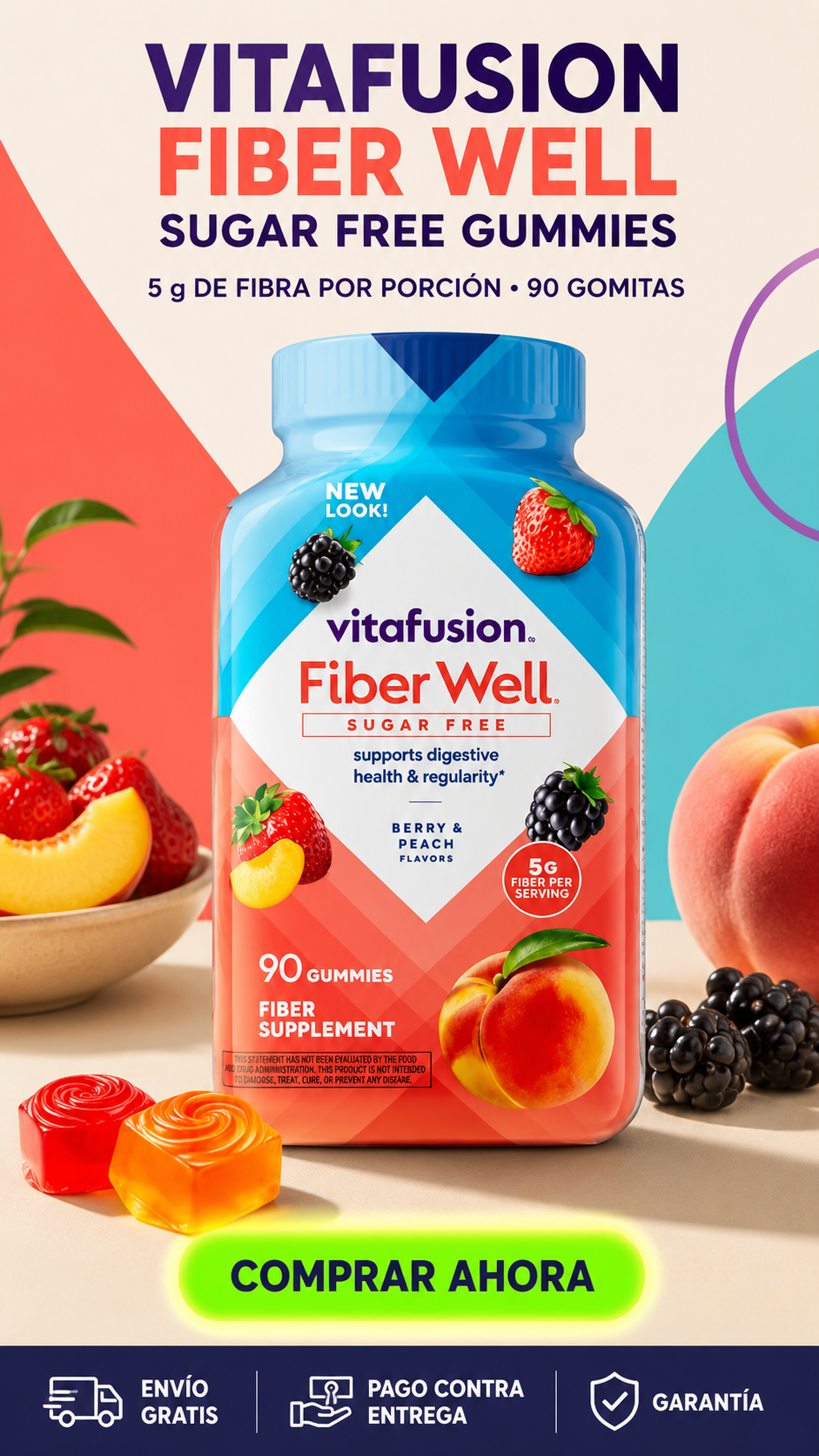 VITAFUSION FIBER WELL-5 g DE FIBRA. 0 g DE AZÚCAR. ASÍ DE FÁCIL.