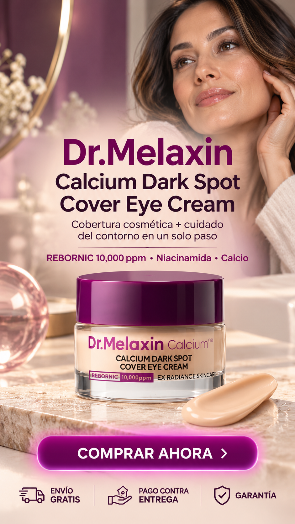 Dr.Melaxin Calcium Dark Spot Cover Eye Cream-Cobertura + cuidado para una mirada visiblemente más uniforme.