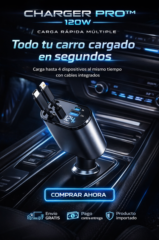 CARGADOR 4 EN 1 - 120W • RETRÁCTIL”