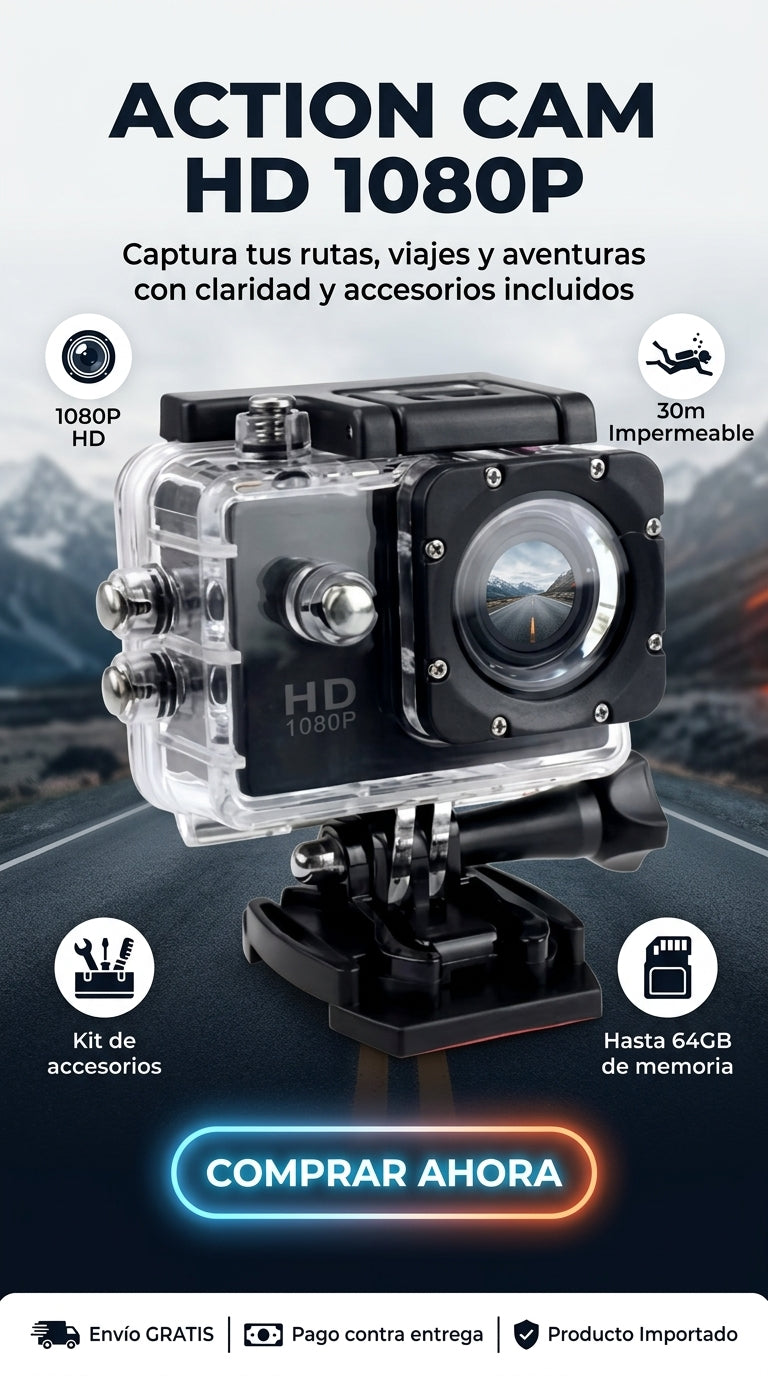 “ACTION CAM HD 1080P-“CÁMARA DEPORTIVA SUMERGIBLE”
