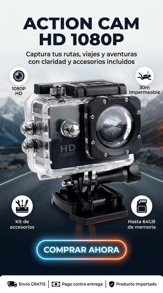 “ACTION CAM HD 1080P-“CÁMARA DEPORTIVA SUMERGIBLE”