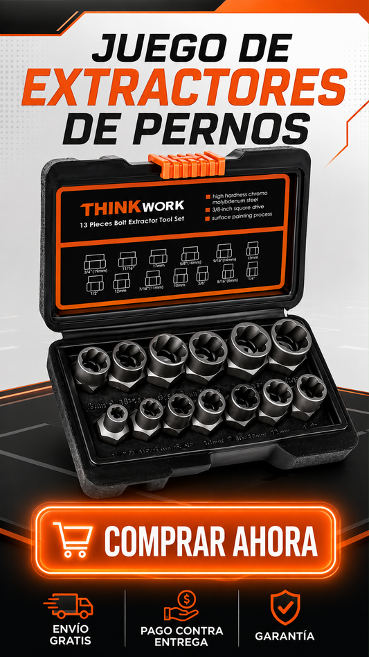 Kit Extractor de Pernos THINKWORK-Agarre extremo para pernos barridos, oxidados y difíciles