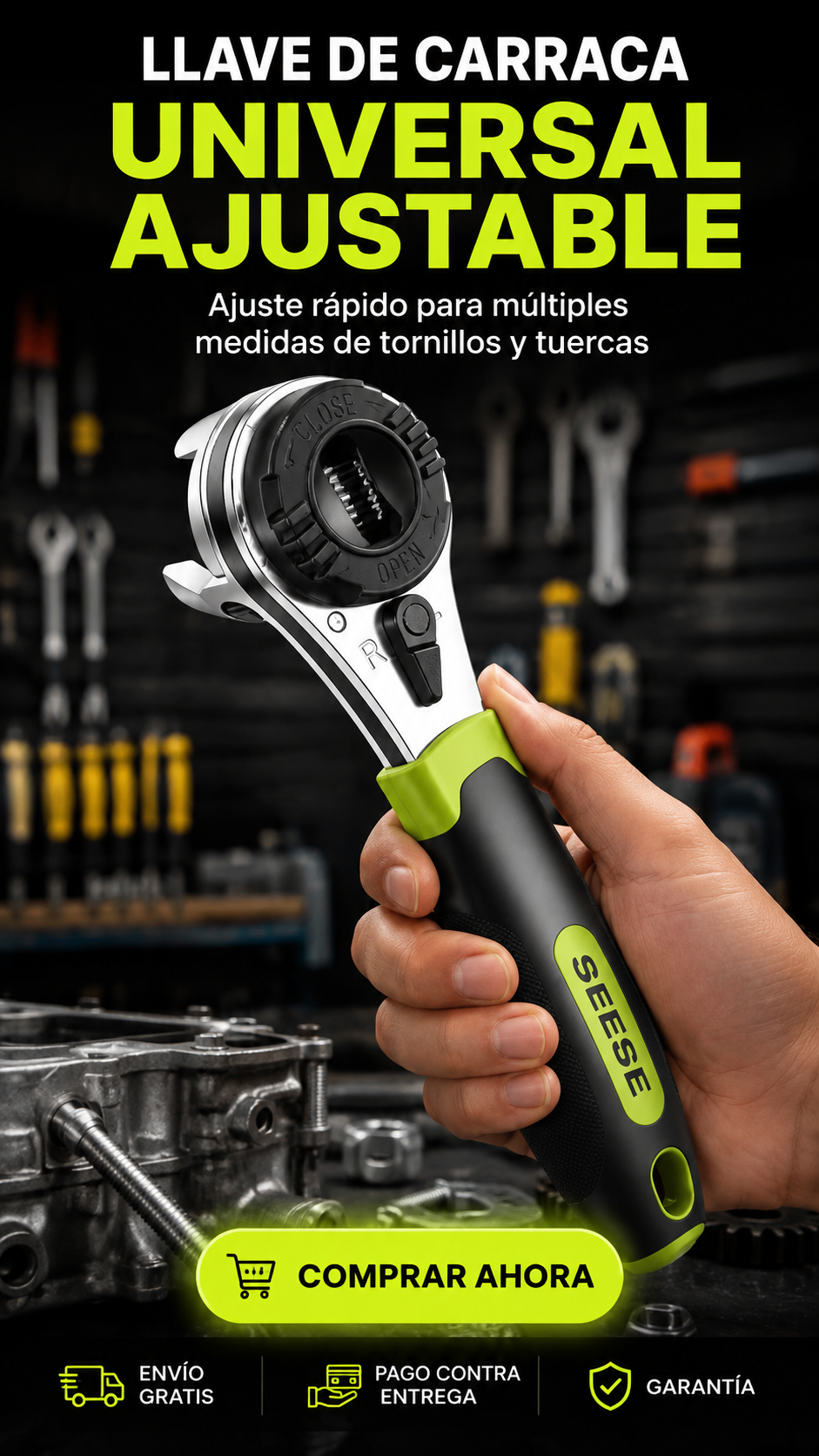 Llave de Carraca Universal Ajustable 6–22 mm-Una llave. Múltiples medidas. Menos esfuerzo.