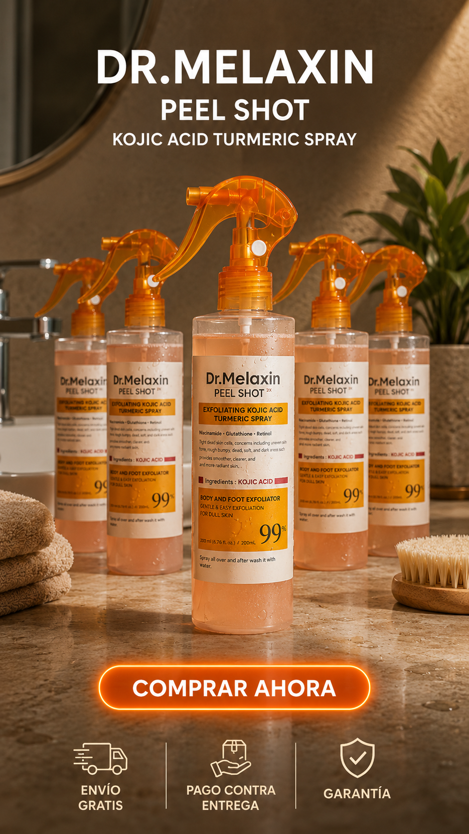 Dr.Melaxin Peel Shot Kojic Acid Turmeric Spray-Exfolia. Suaviza. Renueva.