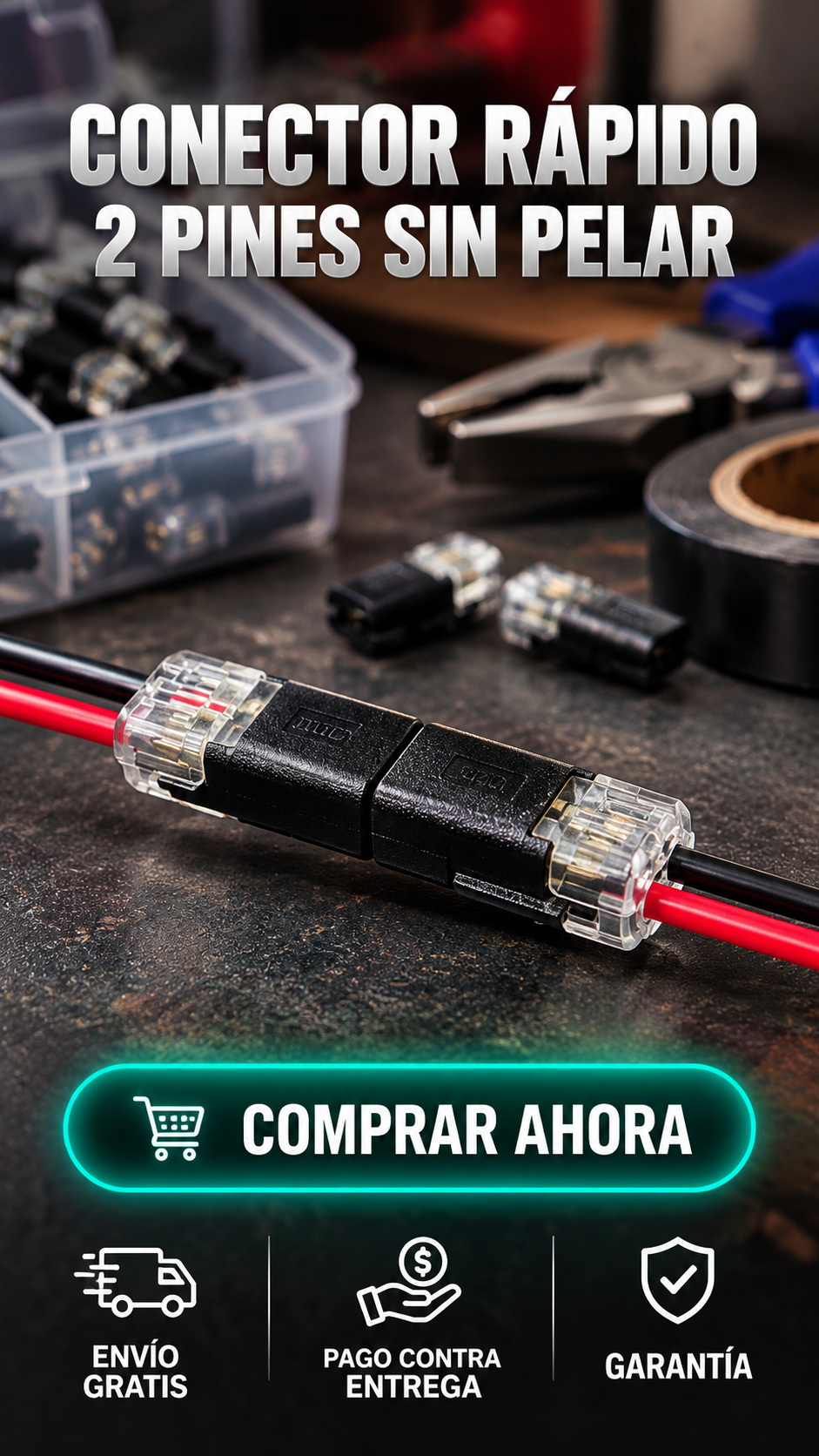CONECTOR RÁPIDO 2 PINES SIN PELAR-Conecta fácil. Sin pelar. Sin soldar.