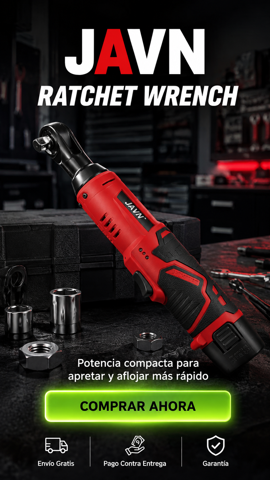 JAVN Ratchet Wrench Inalámbrica 3/8-Potencia compacta. Trabajo sin esfuerzo.