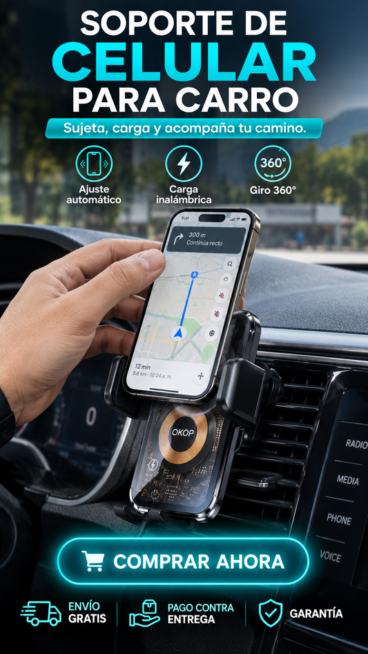Soporte Inteligente 360° para Carro-Sujeta, carga y navega sin complicaciones.