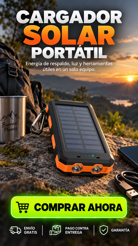 Cargador Solar Portátil-Energía de respaldo donde la necesites.