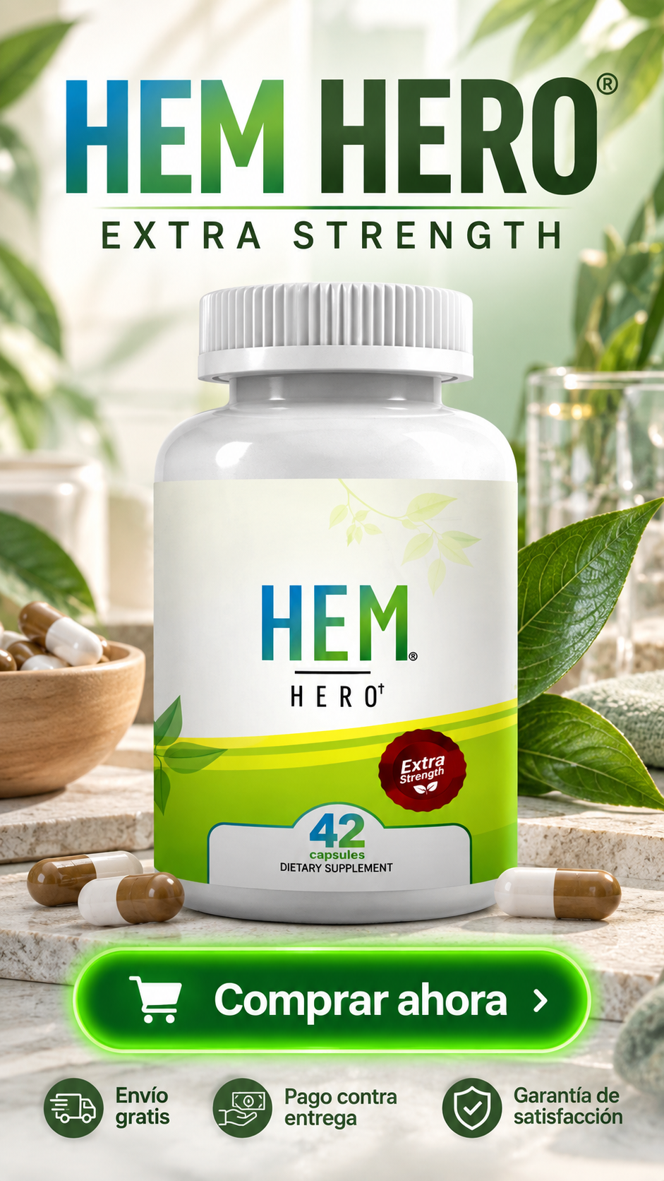 HEM HERO® EXTRA STRENGTH-Bienestar desde adentro, comodidad cada día.