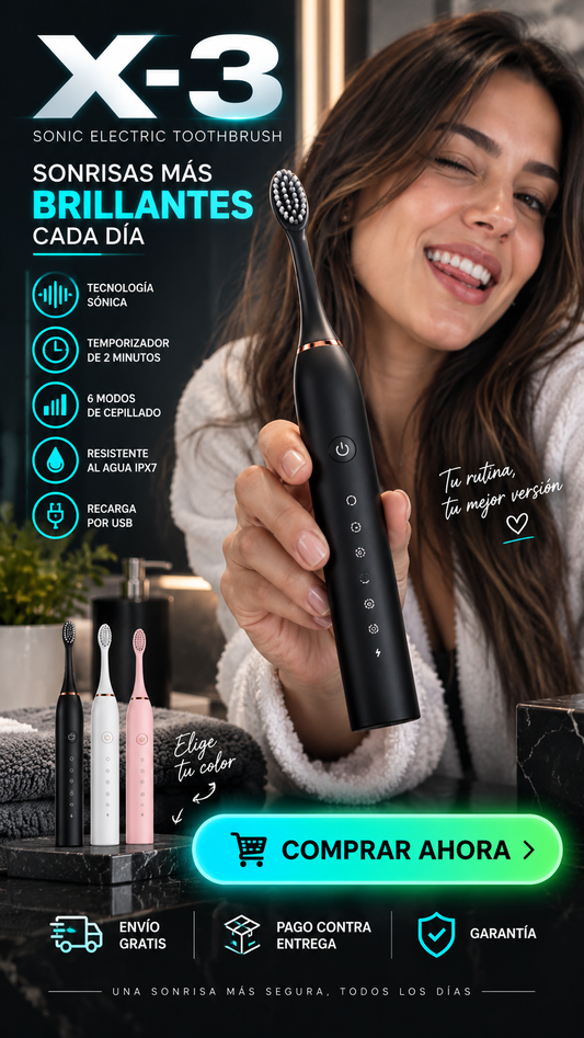 X-3 Sonic Electric Toothbrush-Tecnología sónica para tu rutina diaria.