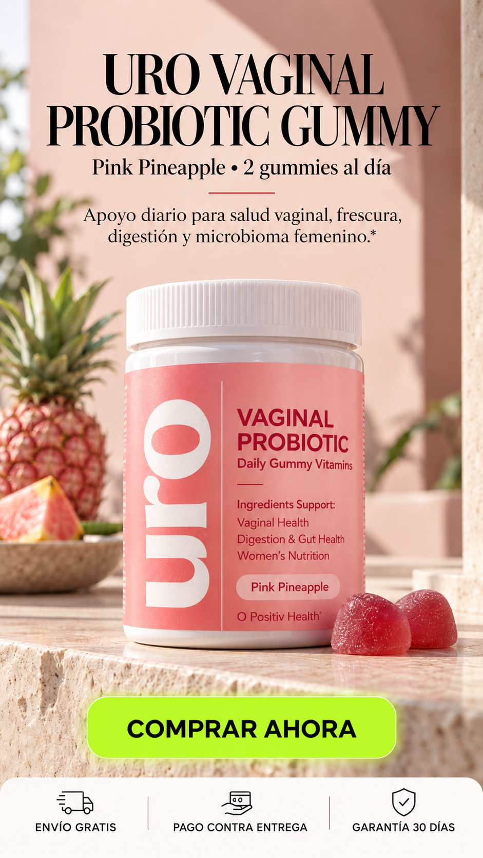 URO Vaginal Probiotic Gummy-Bienestar íntimo diario en 2 gummies.