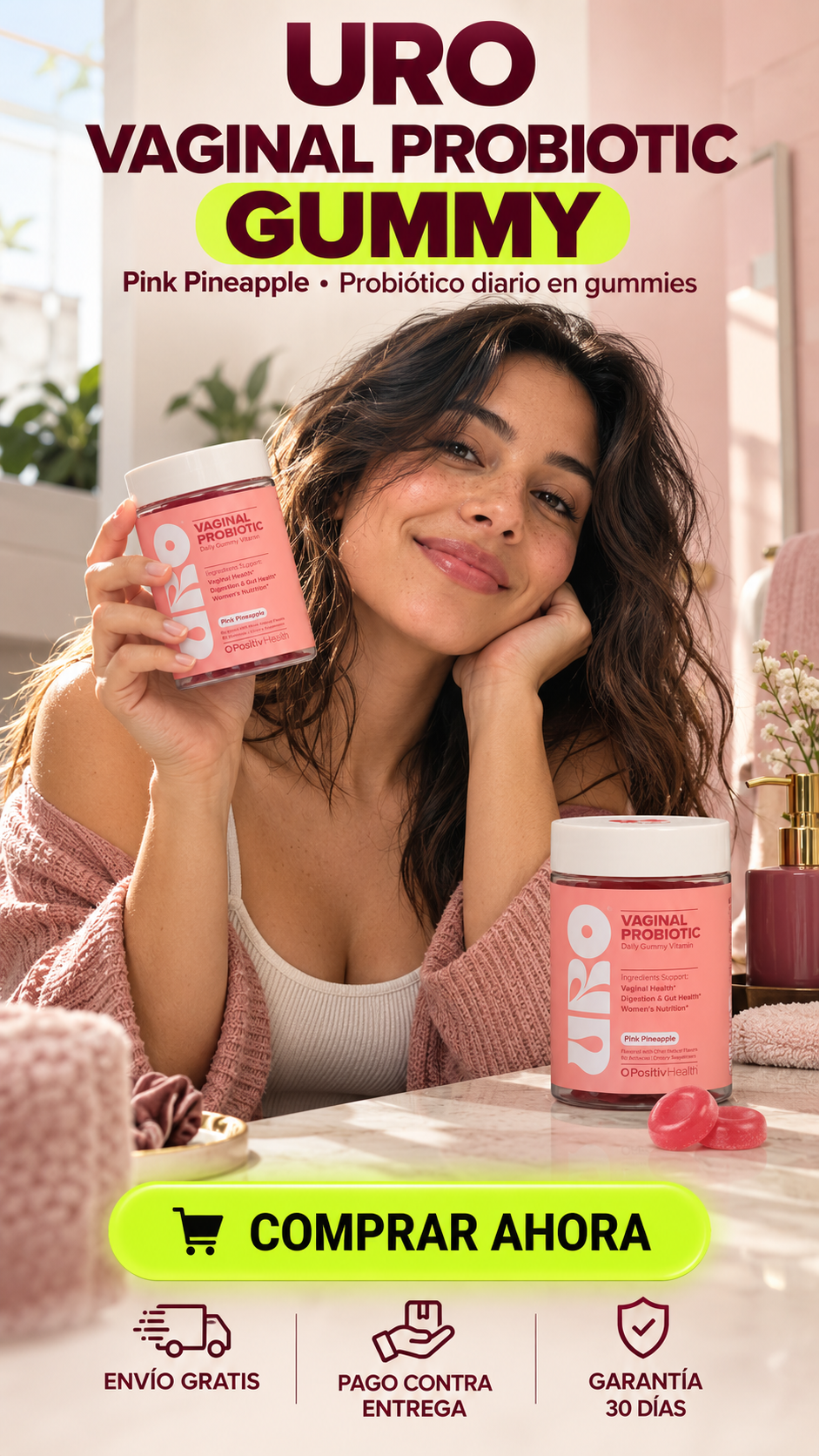 URO Vaginal Probiotic Gummy-Bienestar femenino, todos los días.